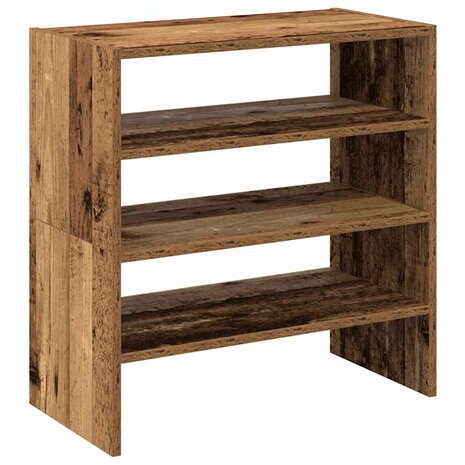 Schoenenrekken 2 st stapelbaar 60x30x30,5 cm oud houtkleurig 2