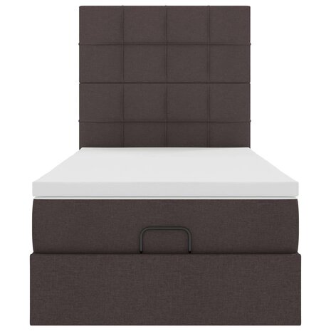 Bed met matras 100x200 cm stof donkerbruin 7
