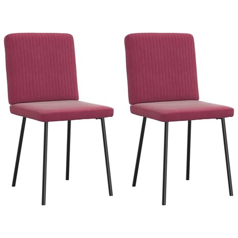 Eetkamerstoelen 2 st fluweel wijnrood 2