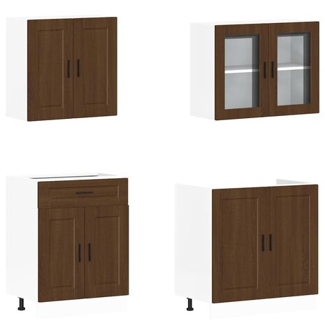 4-delige Keukenkastenset Kalmar bewerkt hout bruin eikenkleur 4