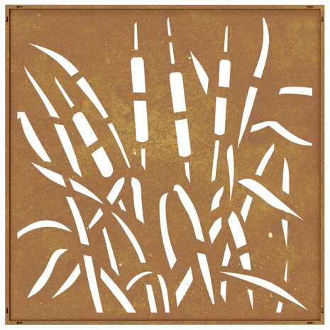 Wanddecoratie tuin grasontwerp 55x55 cm cortenstaal 5