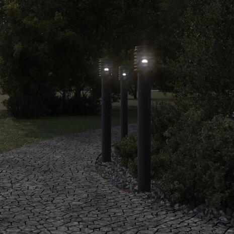 Buitenvloerlampen 3 st stopcontact 110 cm roestvrijstaal zwart 3