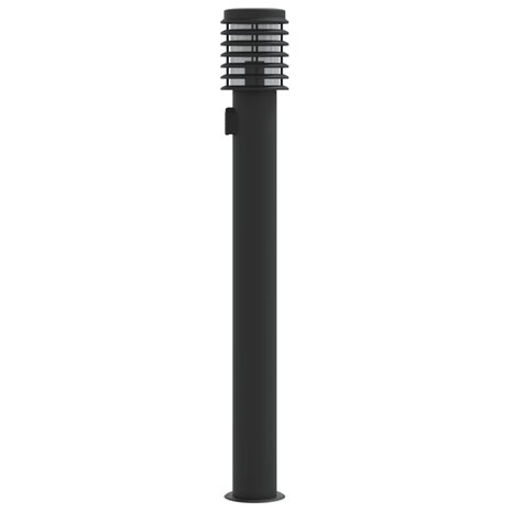 Buitenvloerlampen 3 st stopcontact 110 cm roestvrijstaal zwart 5
