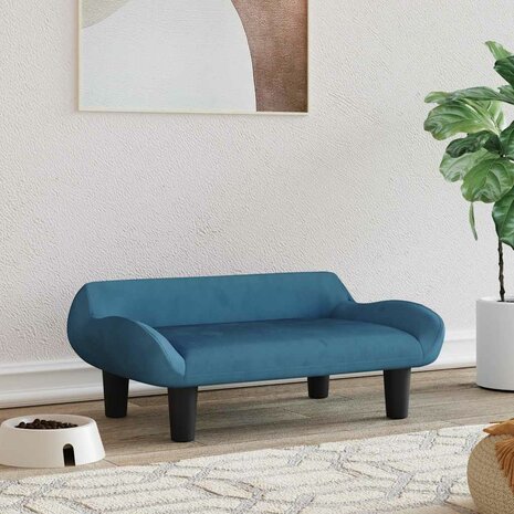 Hondenmand 70x40x24 cm fluweel blauw 1