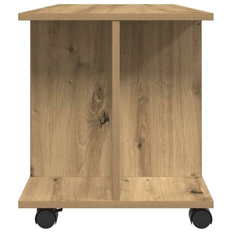 Tv-meubel met wieltjes 80x40x45cm bewerkt hout artisanaal eiken 5