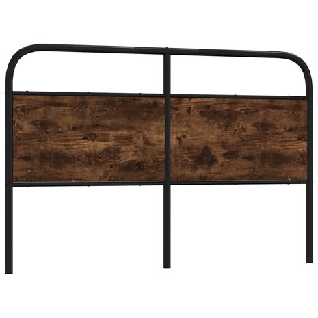 Hoofdbord 160 cm staal en bewerkt hout gerookt eikenkleurig 1