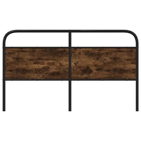 Hoofdbord 160 cm staal en bewerkt hout gerookt eikenkleurig 3