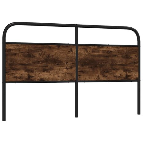 Hoofdbord 160 cm staal en bewerkt hout gerookt eikenkleurig 5