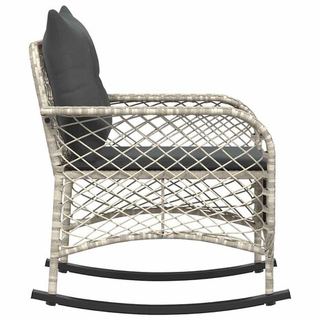 Tuinschommelstoel met kussens poly rattan lichtgrijs 5