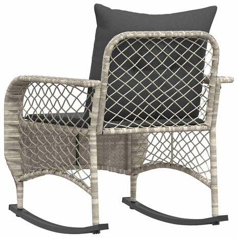 Tuinschommelstoel met kussens poly rattan lichtgrijs 6