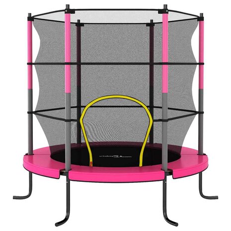 Trampoline met veiligheidsnet rond 140x160 cm roze 2