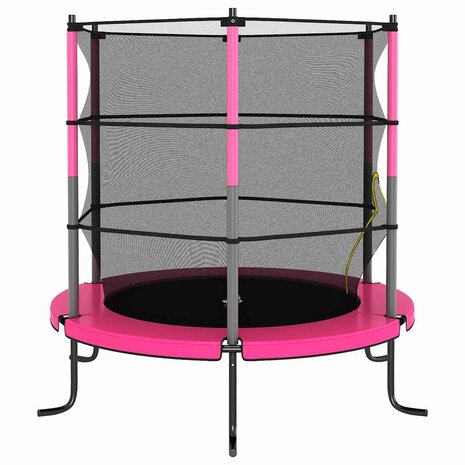 Trampoline met veiligheidsnet rond 140x160 cm roze 3
