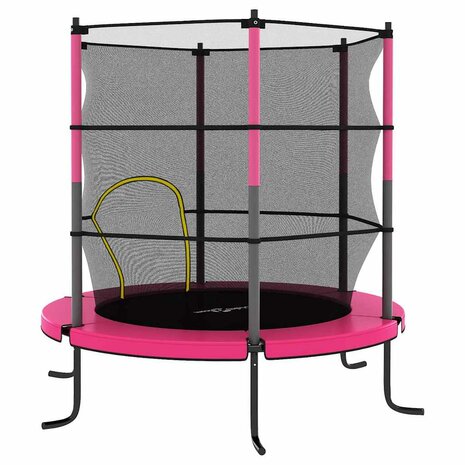 Trampoline met veiligheidsnet rond 140x160 cm roze 4
