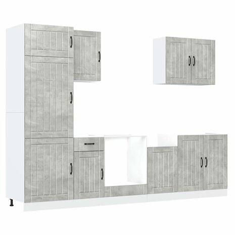 7-delige Keukenkastenset Lucca bewerkt hout betongrijs 2
