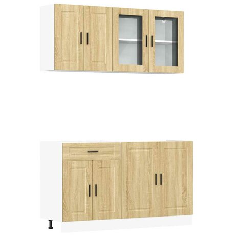 4-delige Keukenkastenset Kalmar bewerkt hout sonoma eikenkleur 2