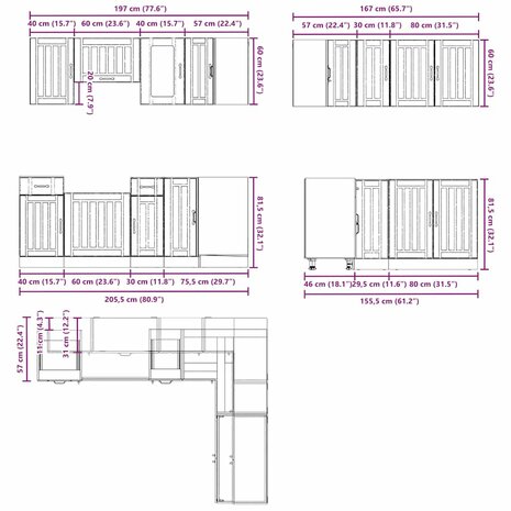 11-delige Keukenkastenset Lucca bewerkt hout sonoma eikenkleur 9
