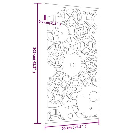 Wanddecoratie tuin tandwielontwerp 105x55 cm cortenstaal 8