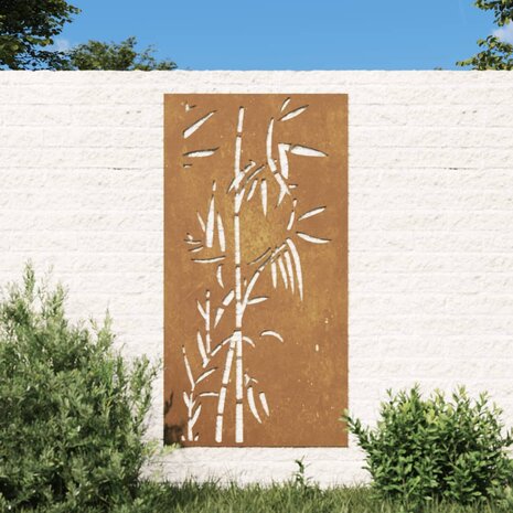 Wanddecoratie tuin bamboe-ontwerp 105x55 cm cortenstaal 1