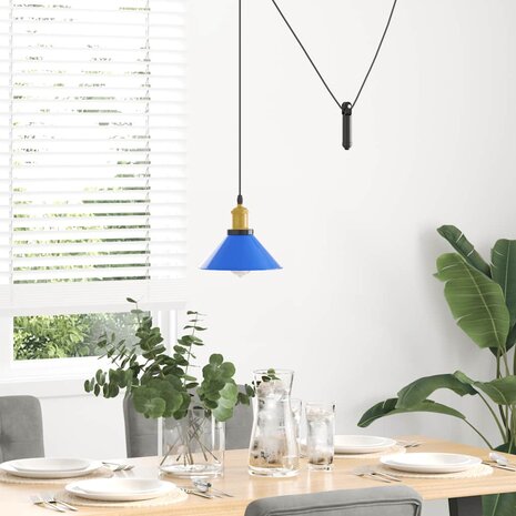 Hanglamp in hoogte verstelbaar E27 Ø22 cm metaal donkerblauw 3