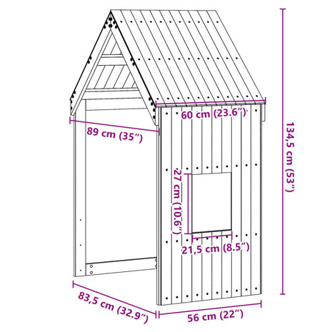 Kinderbedhuisje 60x89x134,5 cm massief grenenhout 9