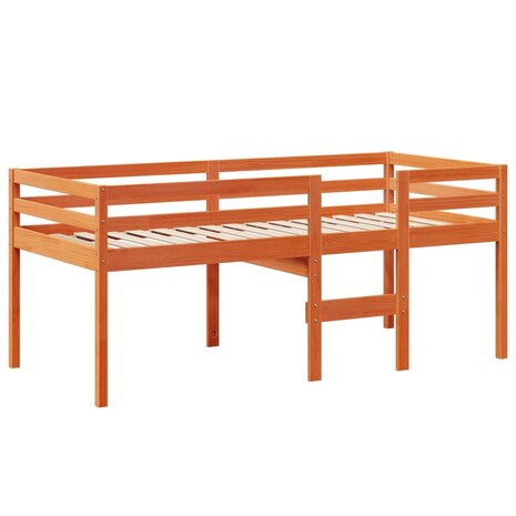 Hoogslaper met dak massief grenenhout wasbruin 90x190 cm 7