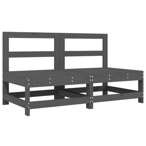 Tuinmiddenbanken 2 st massief grenenhout grijs 2