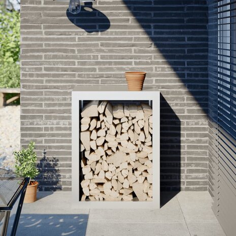Haardhoutrek 60x40x80 cm staal wit 1