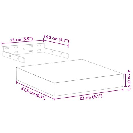 Wandschapppen 2 st 23x23,5x4 cm bewerkt hout 9