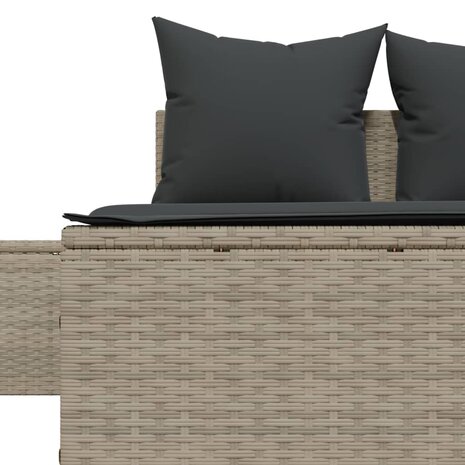 Ligbed 2-persoons met kussens poly rattan lichtgrijs 7