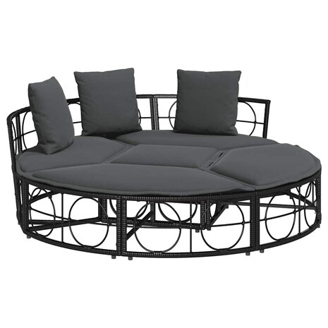 Loungebed voor buiten zonder luifel poly rattan zwart 2