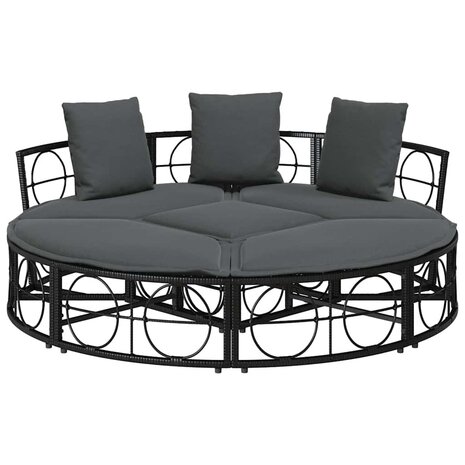 Loungebed voor buiten zonder luifel poly rattan zwart 6