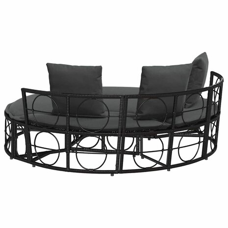 Loungebed voor buiten zonder luifel poly rattan zwart 8