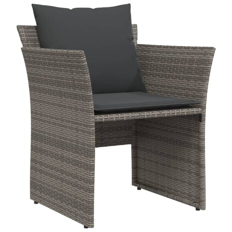 Tuinstoel met voetenbank poly rattan grijs 4