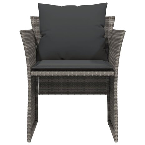 Tuinstoel met voetenbank poly rattan grijs 5