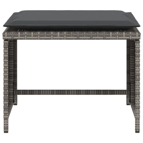 Tuinstoel met voetenbank poly rattan grijs 7