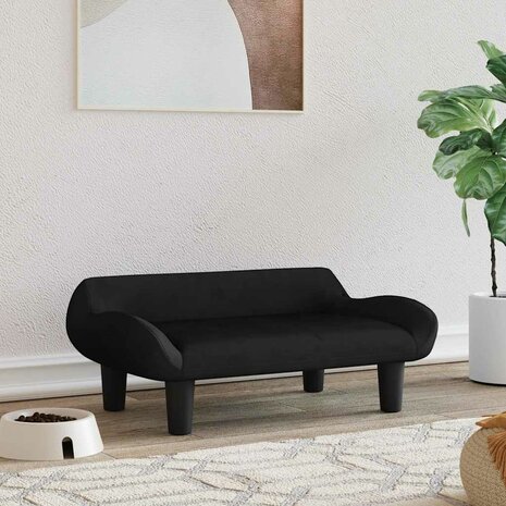 Hondenmand 70x40x24 cm fluweel zwart 1