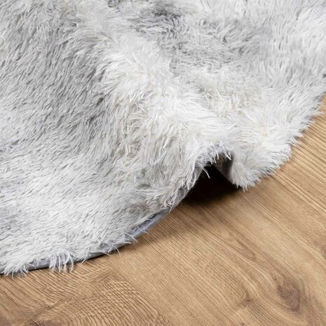 Hoogpolig vloerkleed NAVARRA 100x100 cm polyester lichtgrijs 5