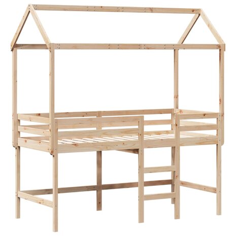 Halfhoogslaper met ladder en bedhuis grenenhout 90x190 cm 3
