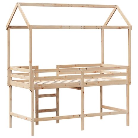 Halfhoogslaper met ladder en bedhuis grenenhout 90x190 cm 8