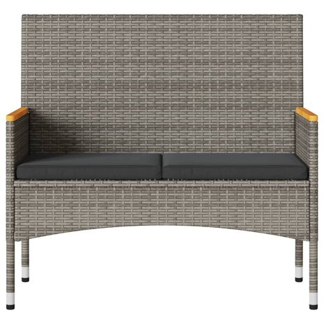 Tuinbank 2-zits met kussens en tafel poly rattan grijs 5