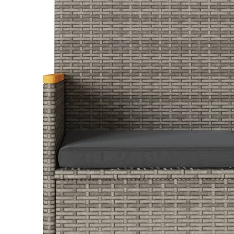 Tuinbank 2-zits met kussens en tafel poly rattan grijs 9