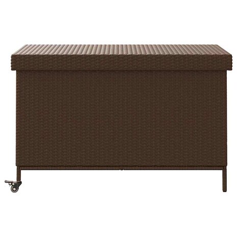 Tuinbox met wielen 110x55x73 cm poly rattan bruin 4