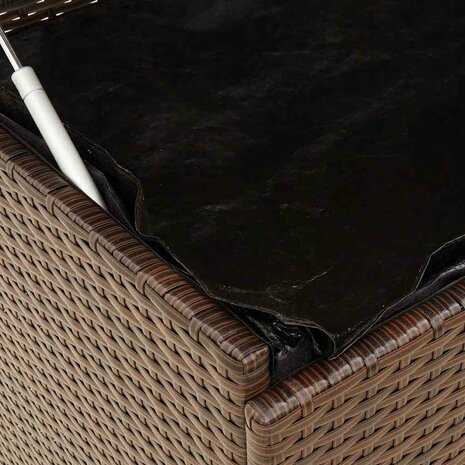 Tuinbox met wielen 110x55x73 cm poly rattan bruin 9