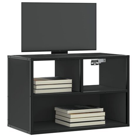 Tv-meubel 60x31x39,5 cm bewerkt hout en metaal zwart 1