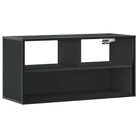 Tv-meubel 80x31x39,5 cm bewerkt hout en metaal zwart 2