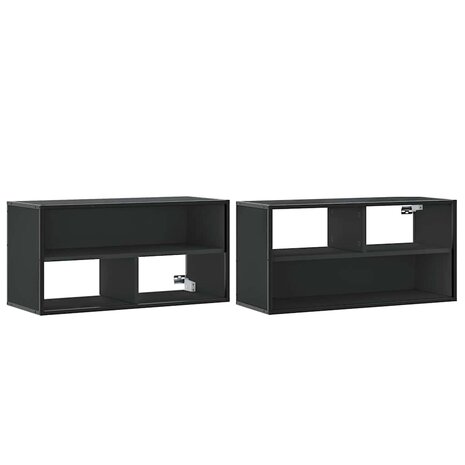 Tv-meubel 80x31x39,5 cm bewerkt hout en metaal zwart 7