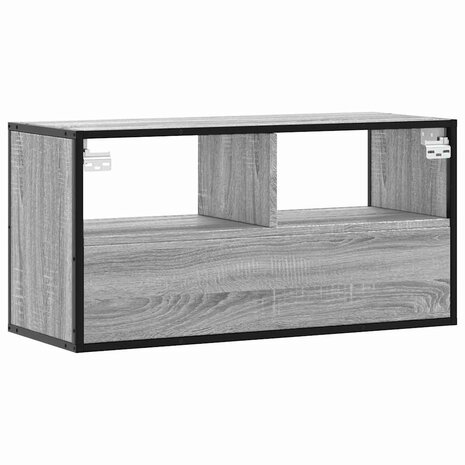 Tv-meubel 80x31x39,5 cm bewerkt hout metaal grijs sonoma eiken 6