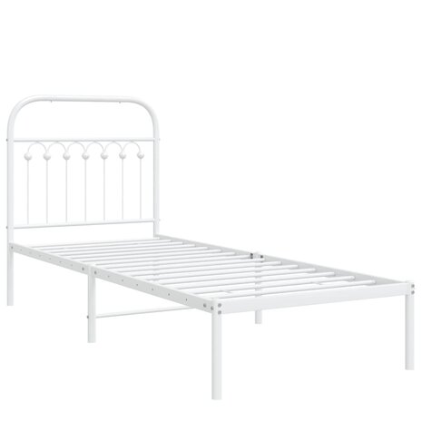 Bedframe met hoofdbord zonder matras metaal wit 75x190 cm 3