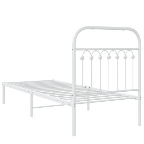 Bedframe met hoofdbord zonder matras metaal wit 75x190 cm 6