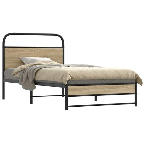 Bedframe zonder matras bewerkt hout gerookt eiken 90x200 cm 1
